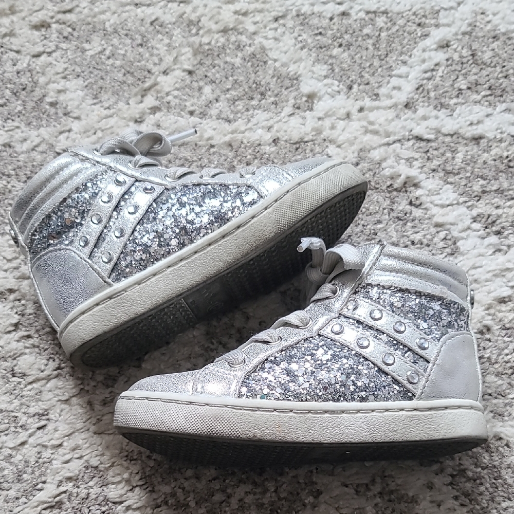 2 for $50 - Nina Girls Toddler Size 8 Glitter High-Top Sneakers - Silver